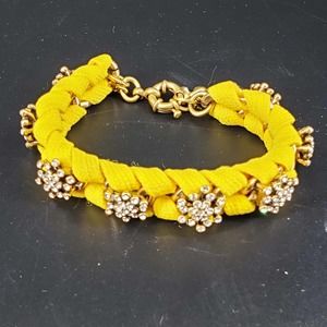 J.Crew Calyx Crystal Pave Yellow ribbon Wrapped Chain Bracelet